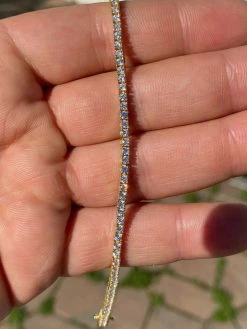 14k Gold Over Solid Silver 2mm MOISSANITE Tennis Bracelet Pass Diamond Test Iced 19 14k Gold Over Solid Silver 2mm MOISSANITE Tennis Bracelet Pass Diamond Test Iced -Harlem Bling Shop harlembling 14k gold over solid silver 2mm moissanite tennis bracelet pass diamond test iced 85240.1664374414