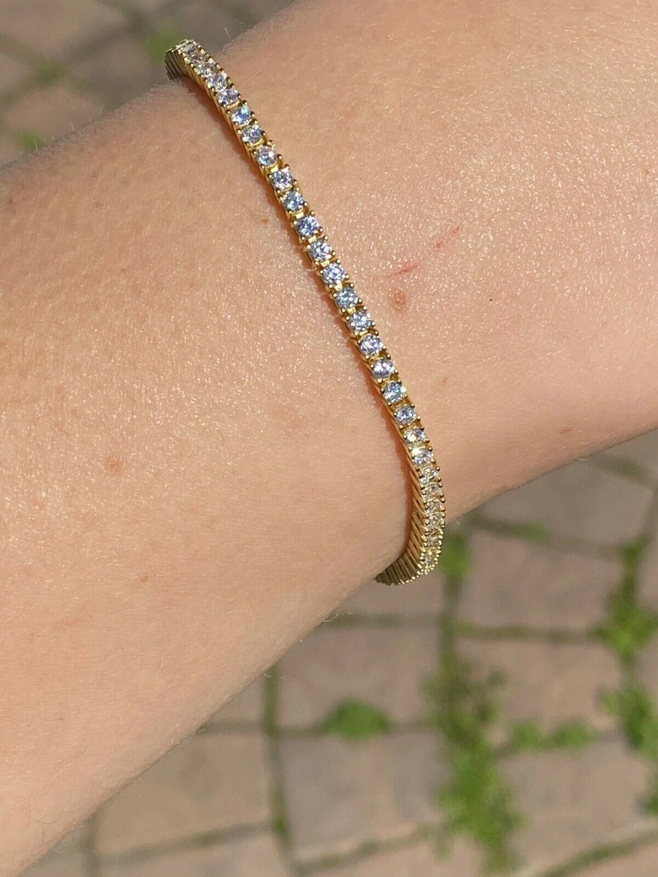 14k Gold Over Solid Silver 2mm MOISSANITE Tennis Bracelet Pass Diamond Test Iced 11 14k Gold Over Solid Silver 2mm MOISSANITE Tennis Bracelet Pass Diamond Test Iced - Image 9