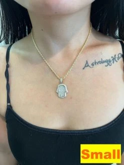 14k Gold Plated 925 Silver Hand Hamsa Iced Baguette CZ Hip Hop Pendant Necklace 21 14k Gold Plated 925 Silver Hand Hamsa Iced Baguette CZ Hip Hop Pendant Necklace -Harlem Bling Shop harlembling 14k gold plated 925 silver hand hamsa iced baguette cz hip hop pendant necklace 80895.1664299727