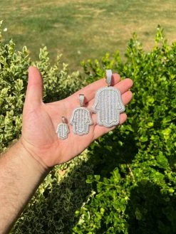 14k Gold Plated 925 Silver Hand Hamsa Iced Baguette CZ Hip Hop Pendant Necklace 17 14k Gold Plated 925 Silver Hand Hamsa Iced Baguette CZ Hip Hop Pendant Necklace -Harlem Bling Shop harlembling 14k gold plated 925 silver hand hamsa iced baguette cz hip hop pendant necklace 94264.1664299768