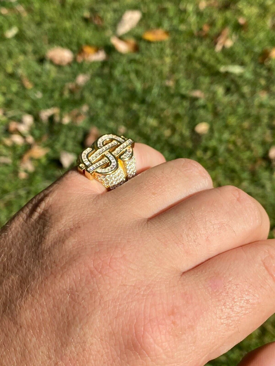 14k Gold Real Solid 925 Sterling Silver Men's Hip Hop Dollar Sign $ Pinky Ring 4 14k Gold Real Solid 925 Sterling Silver Men's Hip Hop Dollar Sign $ Pinky Ring - Image 2