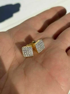 14k Gold Vermeil 925 Iced MOISSANITE Square Screwback Earrings Pass Diamond Test 21 14k Gold Vermeil 925 Iced MOISSANITE Square Screwback Earrings Pass Diamond Test -Harlem Bling Shop harlembling 14k gold vermeil 925 iced moissanite square screwback earrings pass diamond test 32306.1664359563