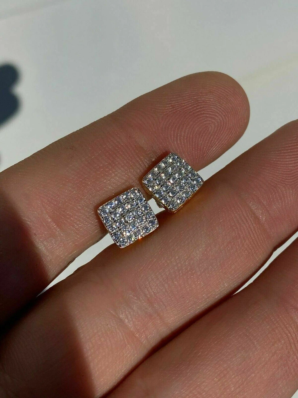 14k Gold Vermeil 925 Iced MOISSANITE Square Screwback Earrings Pass Diamond Test 7 14k Gold Vermeil 925 Iced MOISSANITE Square Screwback Earrings Pass Diamond Test - Image 5