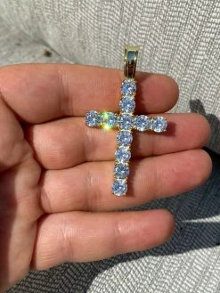 14k Gold Vermeil 925 Silver Cross Pendant MOISSANITE Necklace Pass Diamond Test 24 14k Gold Vermeil 925 Silver Cross Pendant MOISSANITE Necklace Pass Diamond Test -Harlem Bling Shop harlembling 14k gold vermeil 925 silver cross pendant moissanite necklace pass diamond test 02363.1664392775