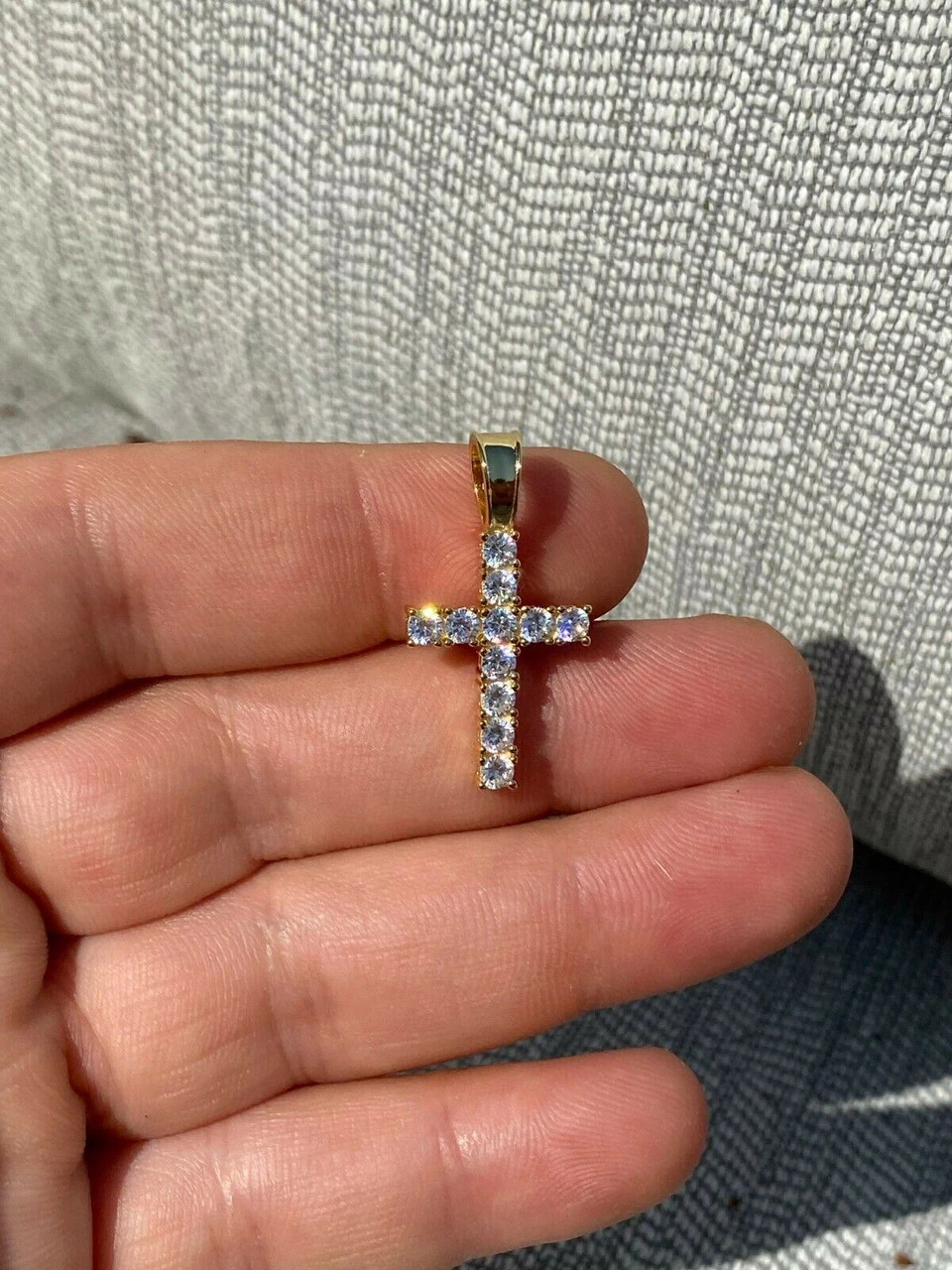 14k Gold Vermeil 925 Silver Cross Pendant MOISSANITE Necklace Pass Diamond Test 11 14k Gold Vermeil 925 Silver Cross Pendant MOISSANITE Necklace Pass Diamond Test - Image 9