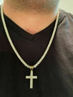 14k Gold Vermeil 925 Silver Cross Pendant MOISSANITE Necklace Pass Diamond Test 25 14k Gold Vermeil 925 Silver Cross Pendant MOISSANITE Necklace Pass Diamond Test -Harlem Bling Shop harlembling 14k gold vermeil 925 silver cross pendant moissanite necklace pass diamond test 35836.1664372940