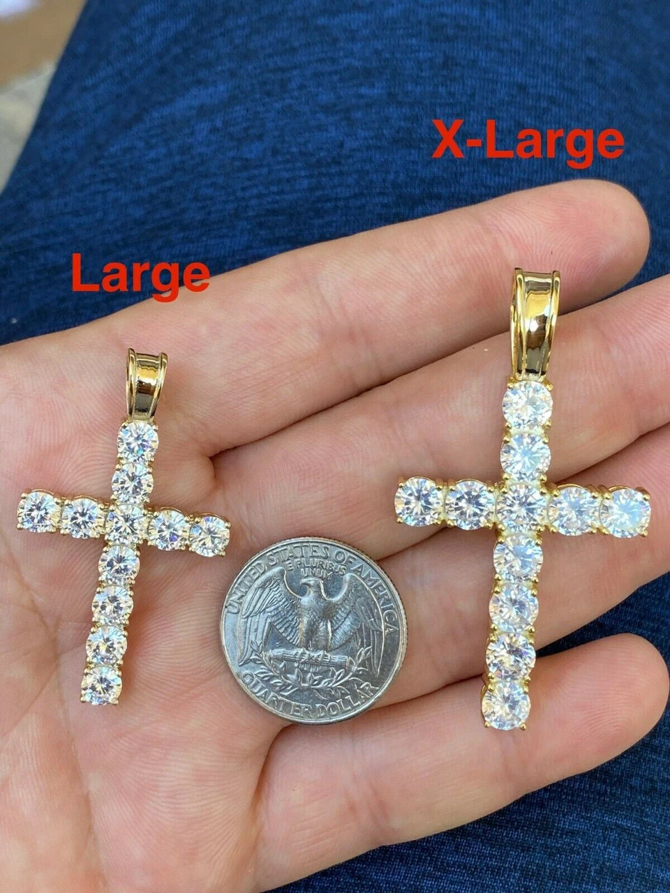 14k Gold Vermeil 925 Silver Cross Pendant MOISSANITE Necklace Pass Diamond Test 7 14k Gold Vermeil 925 Silver Cross Pendant MOISSANITE Necklace Pass Diamond Test - Image 5