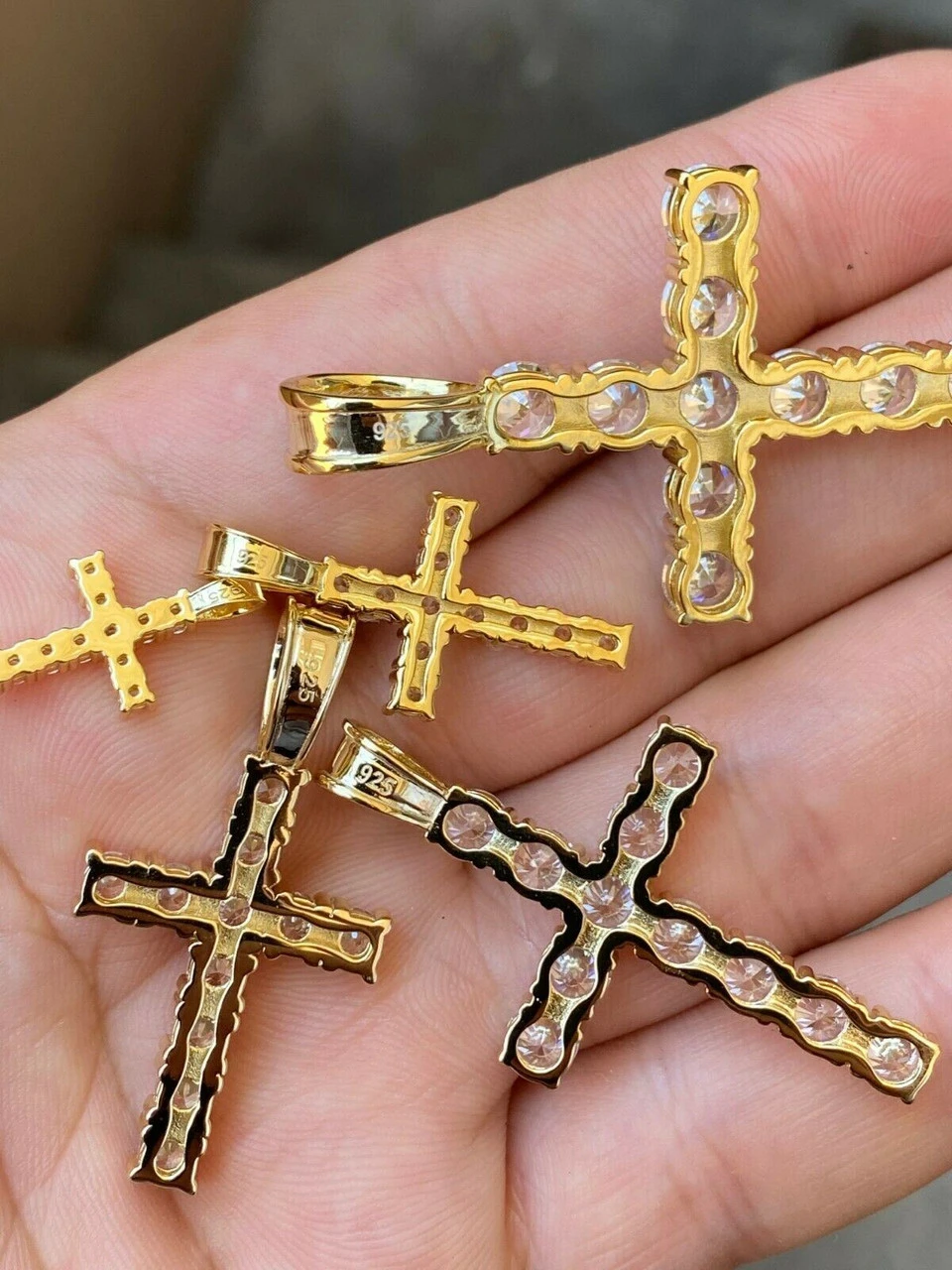 14k Gold Vermeil 925 Silver Cross Pendant MOISSANITE Necklace Pass Diamond Test 8 14k Gold Vermeil 925 Silver Cross Pendant MOISSANITE Necklace Pass Diamond Test - Image 6