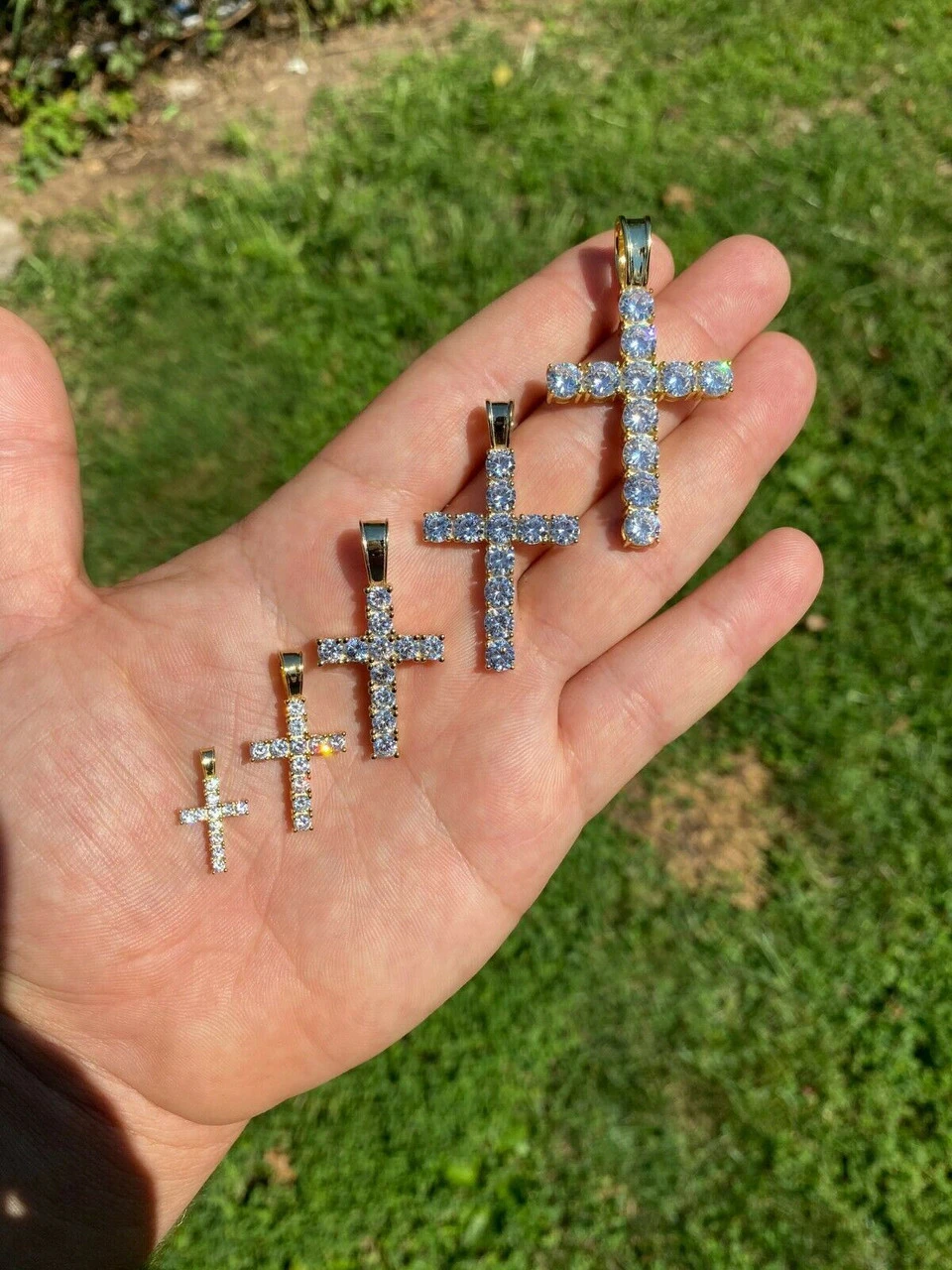 14k Gold Vermeil 925 Silver Cross Pendant MOISSANITE Necklace Pass Diamond Test 5 14k Gold Vermeil 925 Silver Cross Pendant MOISSANITE Necklace Pass Diamond Test - Image 3