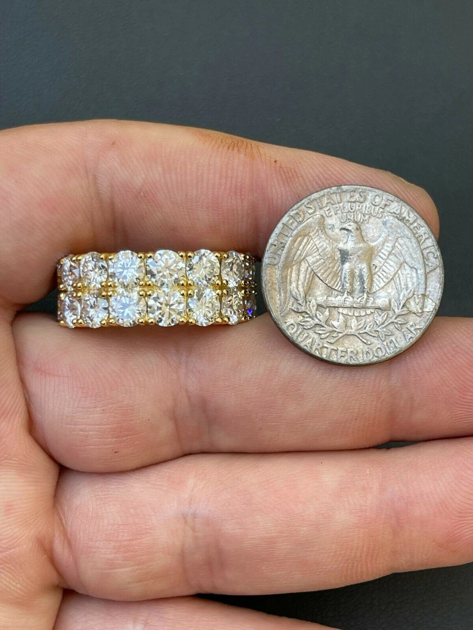 14k Gold Vermeil Hip Hop Iced Tennis 10mm MOISSANITE Ring Passes Diamond Tester 13 14k Gold Vermeil Hip Hop Iced Tennis 10mm MOISSANITE Ring Passes Diamond Tester - Image 11