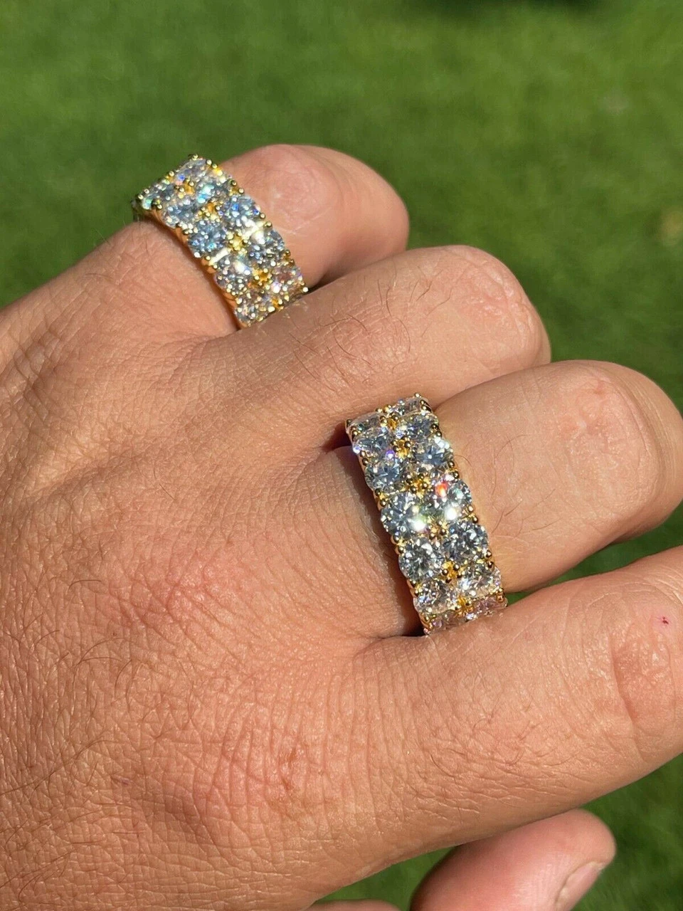 14k Gold Vermeil Hip Hop Iced Tennis 10mm MOISSANITE Ring Passes Diamond Tester 4 14k Gold Vermeil Hip Hop Iced Tennis 10mm MOISSANITE Ring Passes Diamond Tester - Image 2