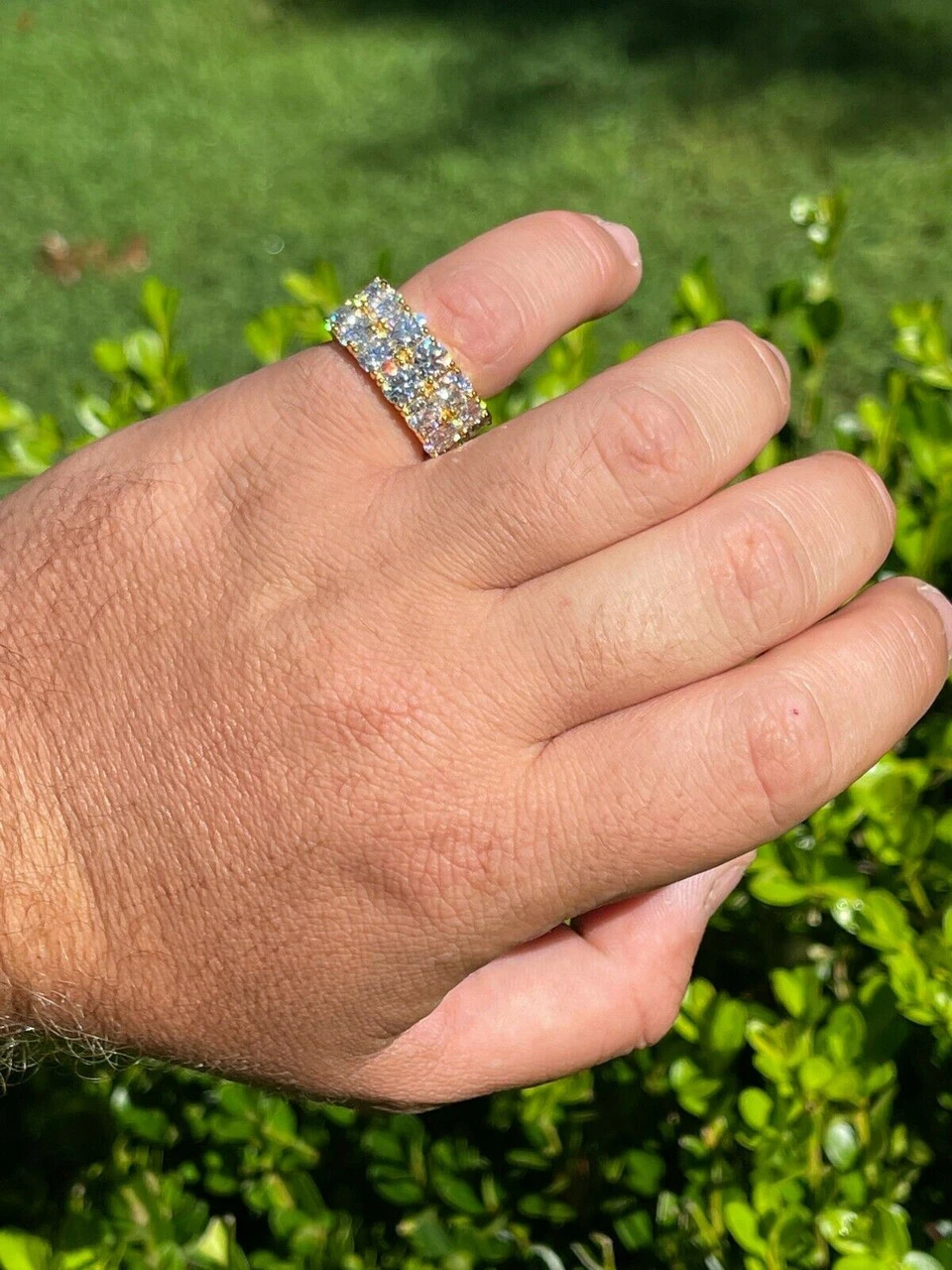 14k Gold Vermeil Hip Hop Iced Tennis 10mm MOISSANITE Ring Passes Diamond Tester 9 14k Gold Vermeil Hip Hop Iced Tennis 10mm MOISSANITE Ring Passes Diamond Tester - Image 7