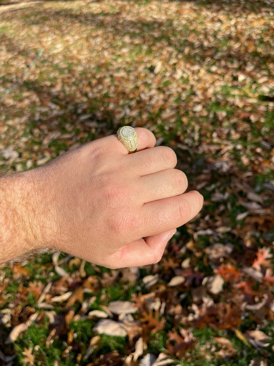 14K Gold Vermeil Iced Hip Hop Pinky Ring REAL MOISSANITE Stone Pass Diamond Test 10 14K Gold Vermeil Iced Hip Hop Pinky Ring REAL MOISSANITE Stone Pass Diamond Test - Image 8