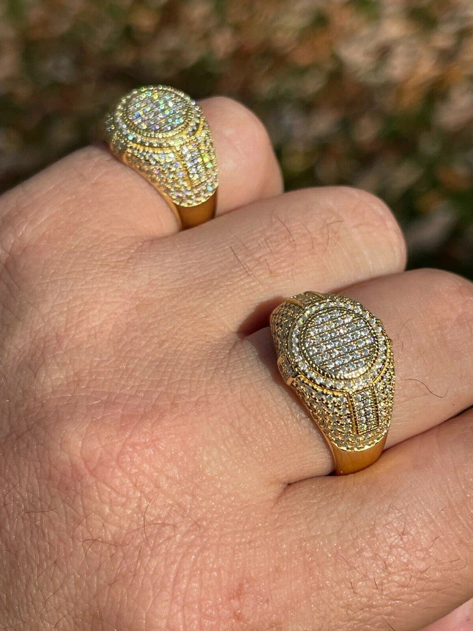 14K Gold Vermeil Iced Hip Hop Pinky Ring REAL MOISSANITE Stone Pass Diamond Test 4 14K Gold Vermeil Iced Hip Hop Pinky Ring REAL MOISSANITE Stone Pass Diamond Test - Image 2