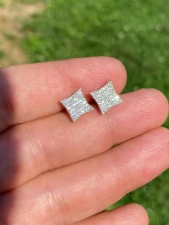 14k Gold Vermeil Iced HipHop Square Kite Earrings MOISSANITE Pass Diamond Tester -Harlem Bling Shop harlembling 14k gold vermeil iced hiphop square kite earrings moissanite pass diamond tester 49533.1664383657