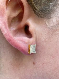14k Gold Vermeil Iced HipHop Square Kite Earrings MOISSANITE Pass Diamond Tester -Harlem Bling Shop harlembling 14k gold vermeil iced hiphop square kite earrings moissanite pass diamond tester 59835.1664378868