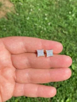 14k Gold Vermeil Iced HipHop Square Kite Earrings MOISSANITE Pass Diamond Tester -Harlem Bling Shop harlembling 14k gold vermeil iced hiphop square kite earrings moissanite pass diamond tester 61046.1664377455