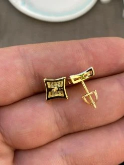 14k Gold Vermeil Iced HipHop Square Kite Earrings MOISSANITE Pass Diamond Tester -Harlem Bling Shop harlembling 14k gold vermeil iced hiphop square kite earrings moissanite pass diamond tester 91133.1664376529