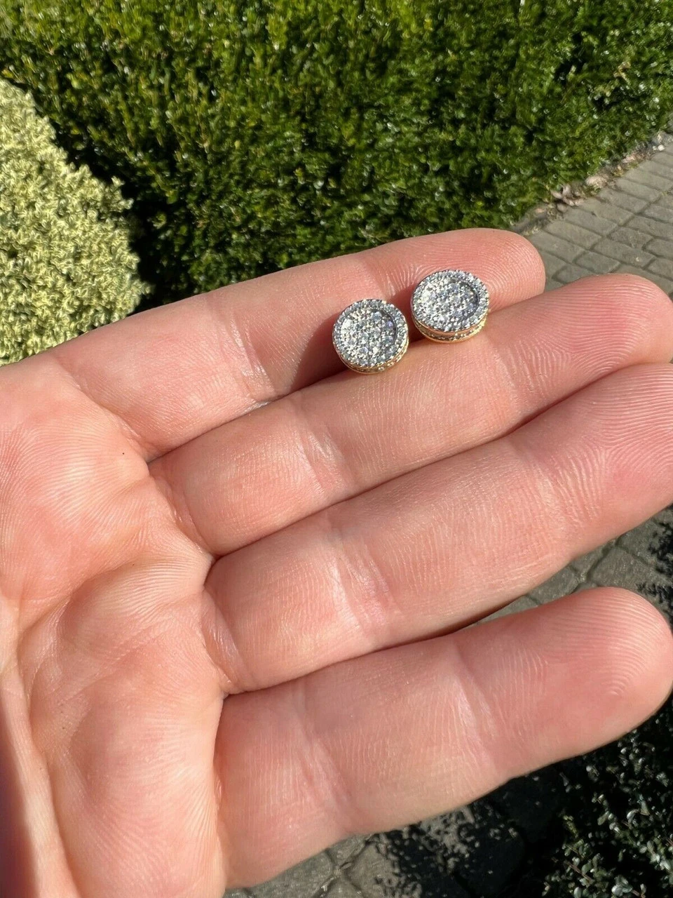 14k Gold Vermeil Iced Moissanite Hip Hop Round Earrings Studs Pass Diamond Test 10 14k Gold Vermeil Iced Moissanite Hip Hop Round Earrings Studs Pass Diamond Test - Image 8