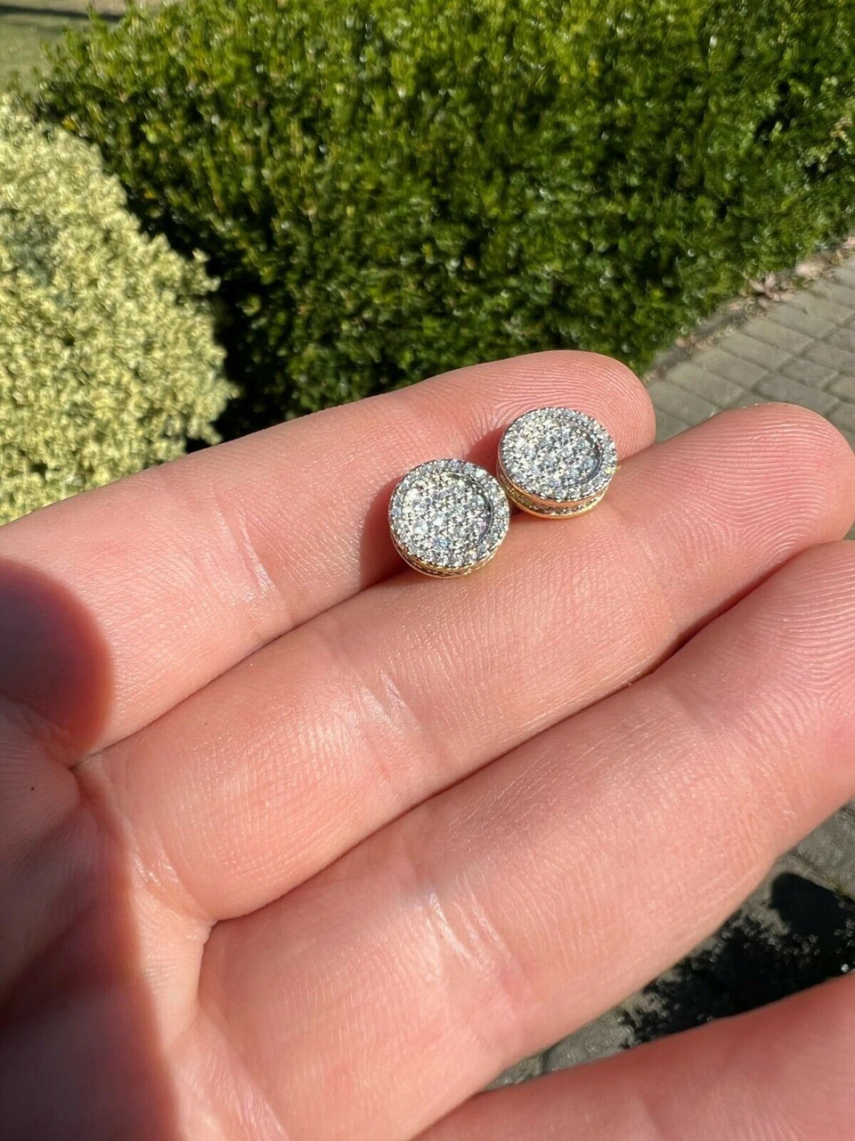 14k Gold Vermeil Iced Moissanite Hip Hop Round Earrings Studs Pass Diamond Test 13 14k Gold Vermeil Iced Moissanite Hip Hop Round Earrings Studs Pass Diamond Test - Image 11