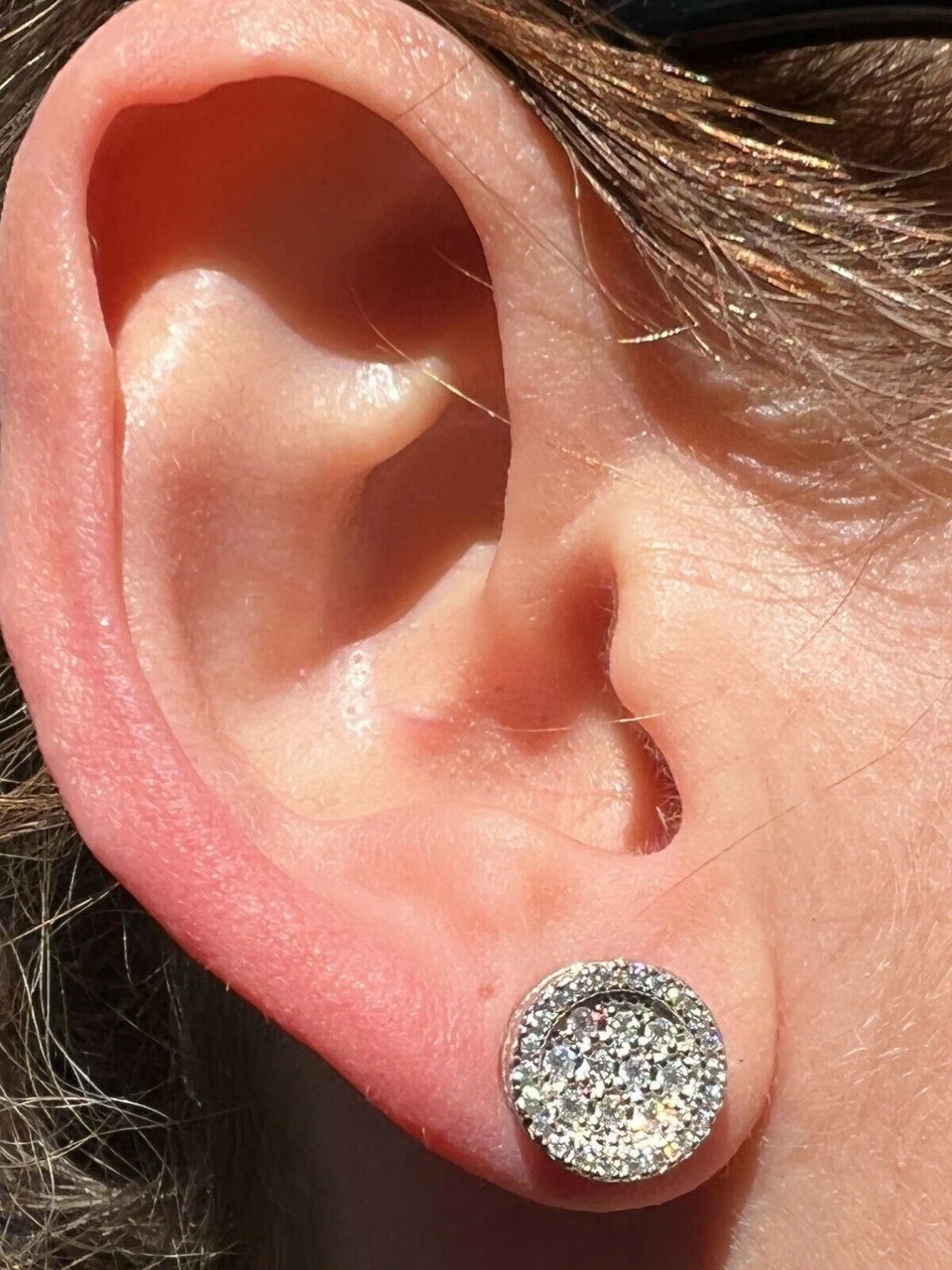 14k Gold Vermeil Iced Moissanite Hip Hop Round Earrings Studs Pass Diamond Test 5 14k Gold Vermeil Iced Moissanite Hip Hop Round Earrings Studs Pass Diamond Test - Image 3