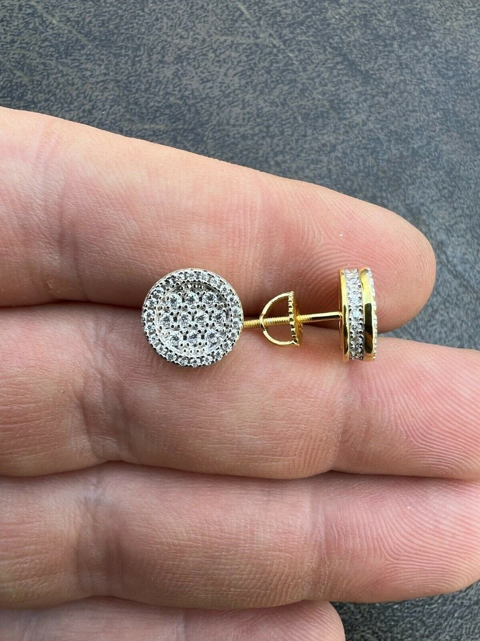 14k Gold Vermeil Iced Moissanite Hip Hop Round Earrings Studs Pass Diamond Test 12 14k Gold Vermeil Iced Moissanite Hip Hop Round Earrings Studs Pass Diamond Test - Image 10