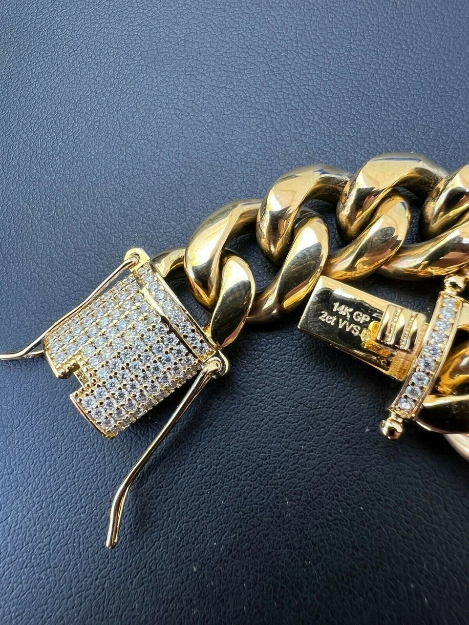 14k Gold Vermeil Miami Cuban Chain Necklace Iced MOISSANITE Pass Diamond Tester 10 14k Gold Vermeil Miami Cuban Chain Necklace Iced MOISSANITE Pass Diamond Tester - Image 8