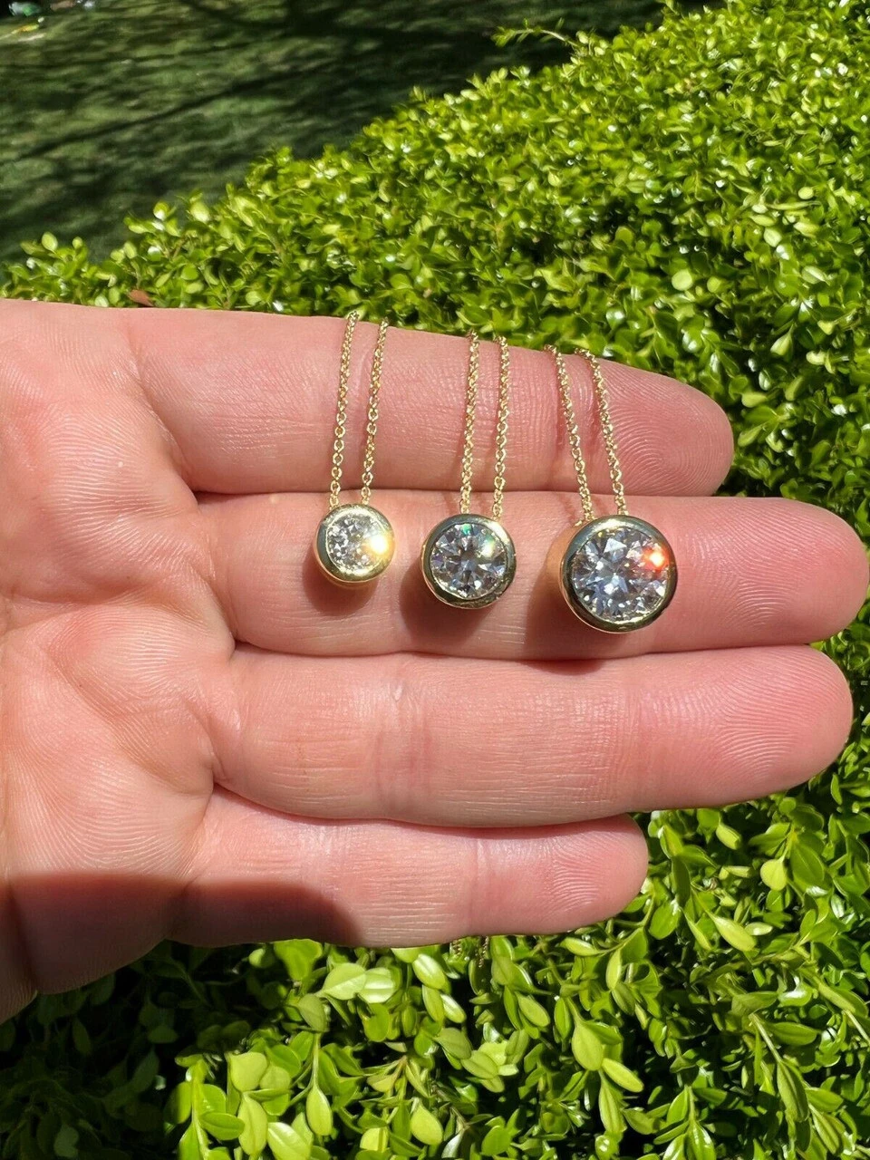 14k Gold Vermeil Moissanite Solitaire Pendant Necklace GRA Passes Diamond Tester 5 14k Gold Vermeil Moissanite Solitaire Pendant Necklace GRA Passes Diamond Tester - Image 3