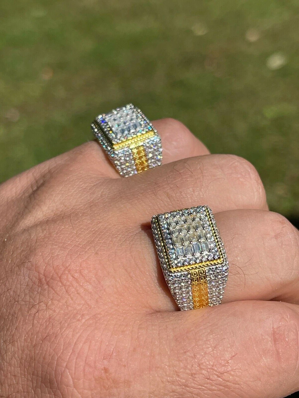 14k Gold Vermeil Real 925 Silver Ring Iced Baguette Diamond Hip Hop Size 6-13 8 14k Gold Vermeil Real 925 Silver Ring Iced Baguette Diamond Hip Hop Size 6-13 - Image 6