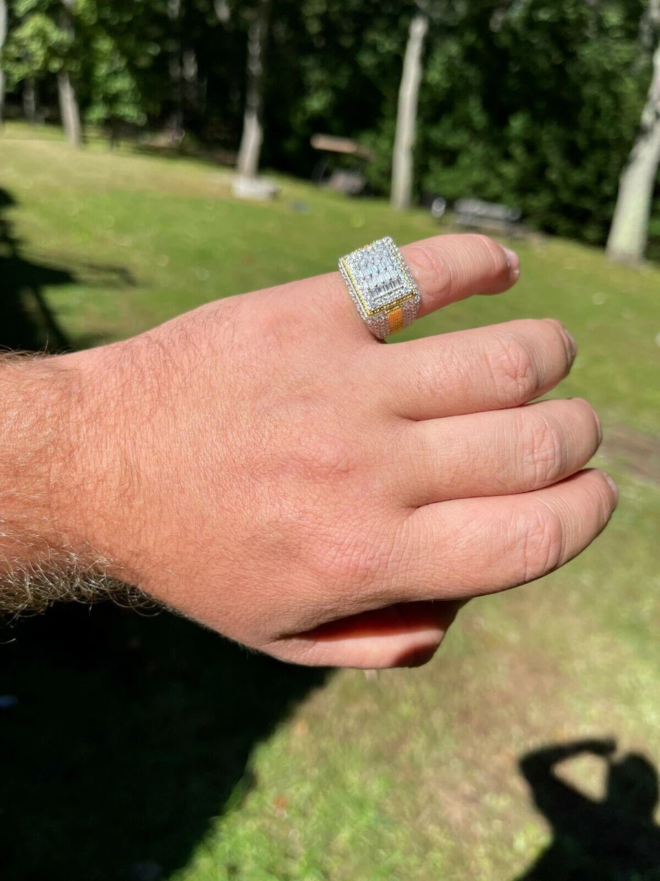 14k Gold Vermeil Real 925 Silver Ring Iced Baguette Diamond Hip Hop Size 6-13 9 14k Gold Vermeil Real 925 Silver Ring Iced Baguette Diamond Hip Hop Size 6-13 - Image 7
