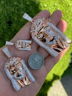 14k Rose Gold Over Real 925 Silver Hip Hop Jesus Piece Pendant Iced Men Necklace 20 14k Rose Gold Over Real 925 Silver Hip Hop Jesus Piece Pendant Iced Men Necklace -Harlem Bling Shop harlembling 14k rose gold over real 925 silver hip hop jesus piece pendant iced men necklace 49228.1664372666