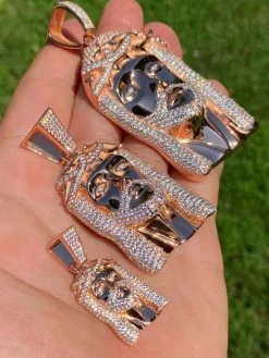 14k Rose Gold Over Real 925 Silver Hip Hop Jesus Piece Pendant Iced Men Necklace 17 14k Rose Gold Over Real 925 Silver Hip Hop Jesus Piece Pendant Iced Men Necklace -Harlem Bling Shop harlembling 14k rose gold over real 925 silver hip hop jesus piece pendant iced men necklace 75422.1664381213