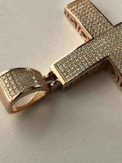 14k Rose Gold Over Solid 925 Silver Mens Large Cross 3ct Diamonds 2x1.5” Hip Hop -Harlem Bling Shop harlembling 14k rose gold over solid 925 silver mens large cross 3ct diamonds 2x1.5 hip hop 25855.1664372257