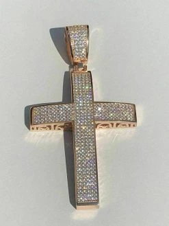 14k Rose Gold Over Solid 925 Silver Mens Large Cross 3ct Diamonds 2x1.5” Hip Hop -Harlem Bling Shop harlembling 14k rose gold over solid 925 silver mens large cross 3ct diamonds 2x1.5 hip hop 37490.1664396055