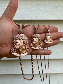 14k Rose Gold Over Solid 925 Silver MOISSANITE Jesus Piece Iced Pendant Necklace 31 14k Rose Gold Over Solid 925 Silver MOISSANITE Jesus Piece Iced Pendant Necklace -Harlem Bling Shop harlembling 14k rose gold over solid 925 silver moissanite jesus piece iced pendant necklace 36166.1694222567