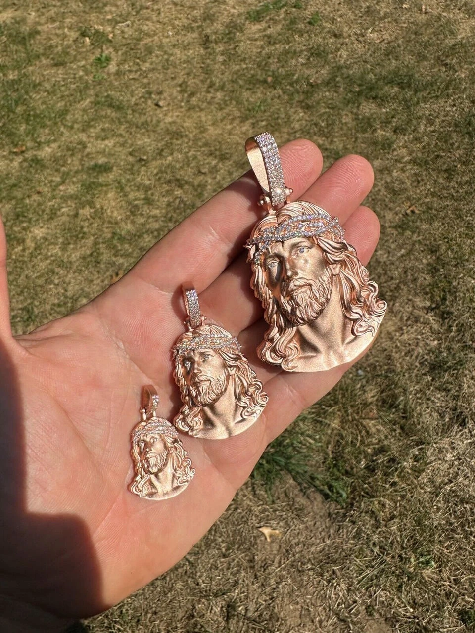 14k Rose Gold Over Solid 925 Silver MOISSANITE Jesus Piece Iced Pendant Necklace 21 14k Rose Gold Over Solid 925 Silver MOISSANITE Jesus Piece Iced Pendant Necklace - Image 19