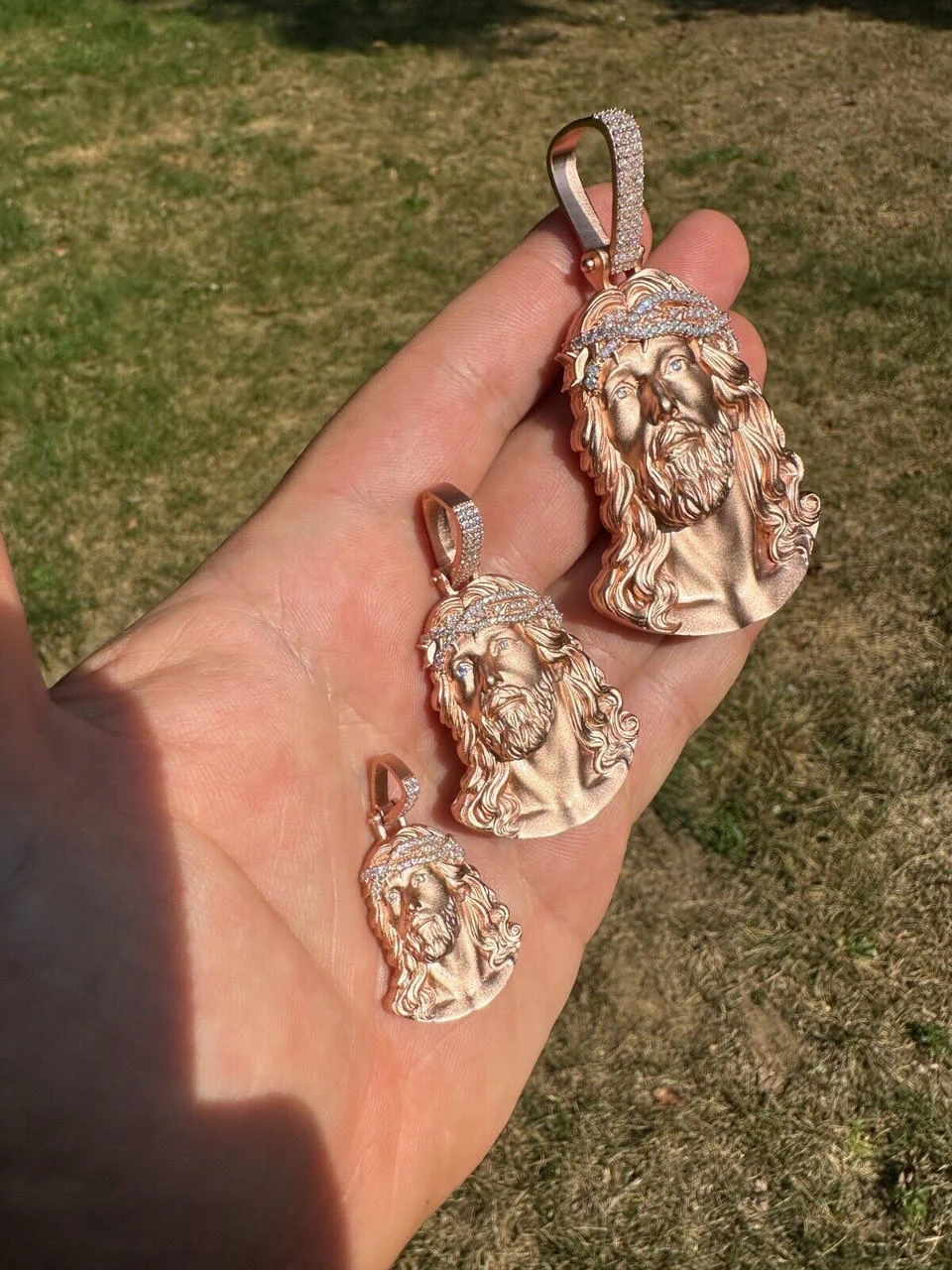 14k Rose Gold Over Solid 925 Silver MOISSANITE Jesus Piece Iced Pendant Necklace 20 14k Rose Gold Over Solid 925 Silver MOISSANITE Jesus Piece Iced Pendant Necklace - Image 18