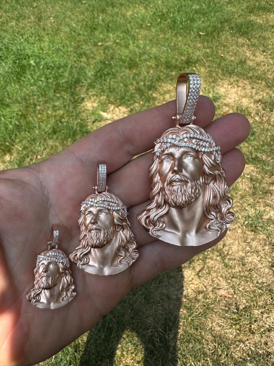 14k Rose Gold Over Solid 925 Silver MOISSANITE Jesus Piece Iced Pendant Necklace 19 14k Rose Gold Over Solid 925 Silver MOISSANITE Jesus Piece Iced Pendant Necklace - Image 17