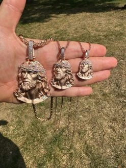 14k Rose Gold Over Solid 925 Silver MOISSANITE Jesus Piece Iced Pendant Necklace 24 14k Rose Gold Over Solid 925 Silver MOISSANITE Jesus Piece Iced Pendant Necklace -Harlem Bling Shop harlembling 14k rose gold over solid 925 silver moissanite jesus piece iced pendant necklace 78008.1694222461