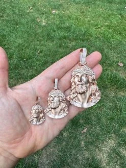 14k Rose Gold Over Solid 925 Silver MOISSANITE Jesus Piece Iced Pendant Necklace 36 14k Rose Gold Over Solid 925 Silver MOISSANITE Jesus Piece Iced Pendant Necklace -Harlem Bling Shop harlembling 14k rose gold over solid 925 silver moissanite jesus piece iced pendant necklace 96450.1694222571