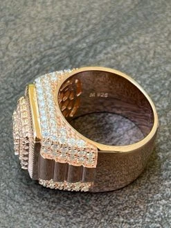 14k Rose Gold Vermeil 925 Silver Mens Iced Moissanite Ring Pass Diamond Tester -Harlem Bling Shop harlembling 14k rose gold vermeil 925 silver mens iced moissanite ring pass diamond tester 01077.1664399872