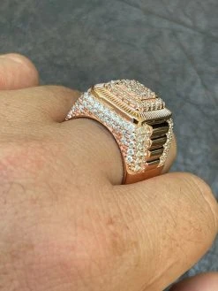 14k Rose Gold Vermeil 925 Silver Mens Iced Moissanite Ring Pass Diamond Tester -Harlem Bling Shop harlembling 14k rose gold vermeil 925 silver mens iced moissanite ring pass diamond tester 08395.1664378255