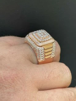 14k Rose Gold Vermeil 925 Silver Mens Iced Moissanite Ring Pass Diamond Tester -Harlem Bling Shop harlembling 14k rose gold vermeil 925 silver mens iced moissanite ring pass diamond tester 25259.1664377508