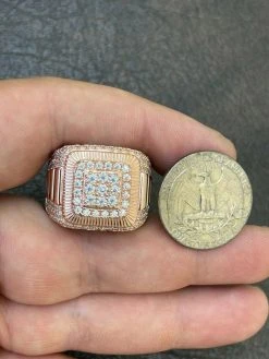14k Rose Gold Vermeil 925 Silver Mens Iced Moissanite Ring Pass Diamond Tester -Harlem Bling Shop harlembling 14k rose gold vermeil 925 silver mens iced moissanite ring pass diamond tester 64300.1664376476