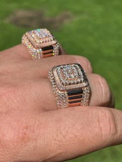 14k Rose Gold Vermeil 925 Silver Mens Iced Moissanite Ring Pass Diamond Tester -Harlem Bling Shop harlembling 14k rose gold vermeil 925 silver mens iced moissanite ring pass diamond tester 86255.1664391816