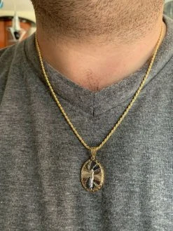 14k Yellow Gold & 925 Sterling Silver Jesus Medallion Pendant Diamond Cut ITALY 13 14k Yellow Gold & 925 Sterling Silver Jesus Medallion Pendant Diamond Cut ITALY -Harlem Bling Shop harlembling 14k yellow gold and 925 sterling silver jesus medallion pendant diamond cut italy 04526.1664394872