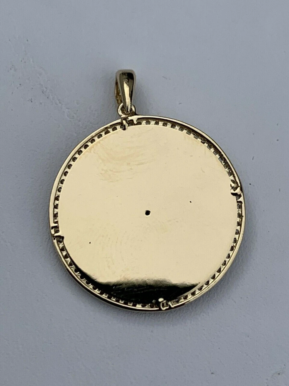 14k Yellow Gold Over 925 Silver Virgin Mary Baby Jesus Coin Medallion Pendant 6 14k Yellow Gold Over 925 Silver Virgin Mary Baby Jesus Coin Medallion Pendant - Image 4
