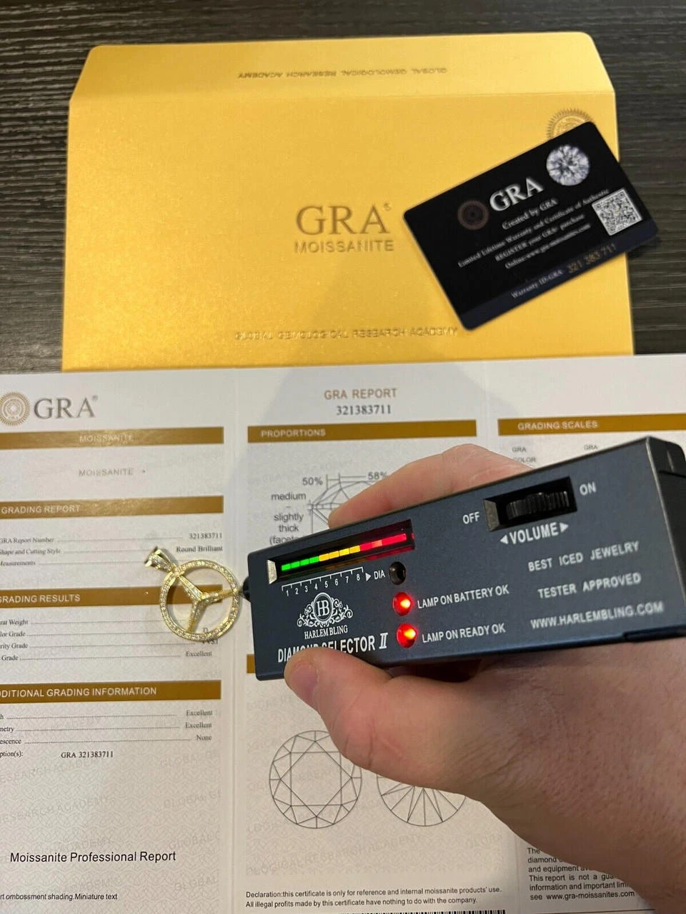 1ct MOISSANITE 925 Silver/Gold Plated Iced Mercedes Benz Logo Pendant Necklace 8 1ct MOISSANITE 925 Silver/Gold Plated Iced Mercedes Benz Logo Pendant Necklace - Image 6