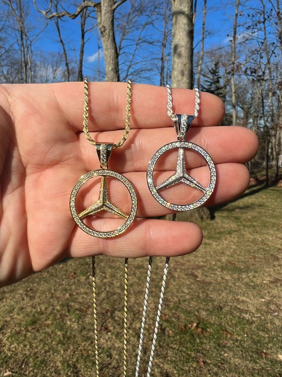 1ct MOISSANITE 925 Silver/Gold Plated Iced Mercedes Benz Logo Pendant Necklace 16 1ct MOISSANITE 925 Silver/Gold Plated Iced Mercedes Benz Logo Pendant Necklace - Image 14