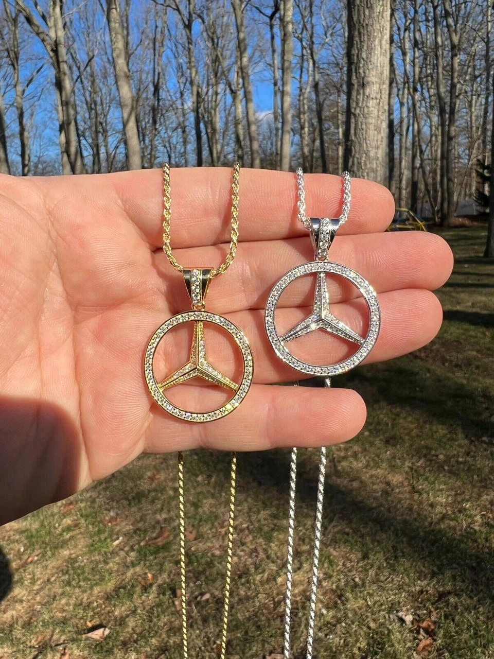 1ct MOISSANITE 925 Silver/Gold Plated Iced Mercedes Benz Logo Pendant Necklace 15 1ct MOISSANITE 925 Silver/Gold Plated Iced Mercedes Benz Logo Pendant Necklace - Image 13